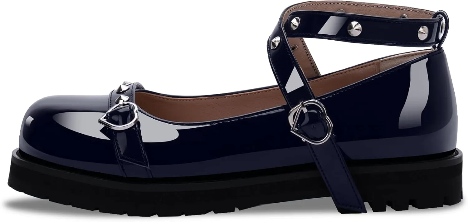Women's Mary Janes Flats Platform Heels Ankle Strap Strappy Goth Shoes