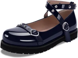Women's Mary Janes Flats Platform Heels Ankle Strap Strappy Goth Shoes