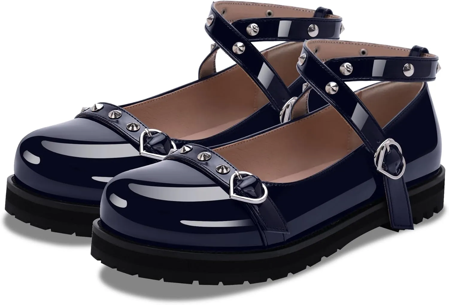 Women's Mary Janes Flats Platform Heels Ankle Strap Strappy Goth Shoes