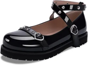 Women's Mary Janes Flats Platform Heels Ankle Strap Strappy Goth Shoes