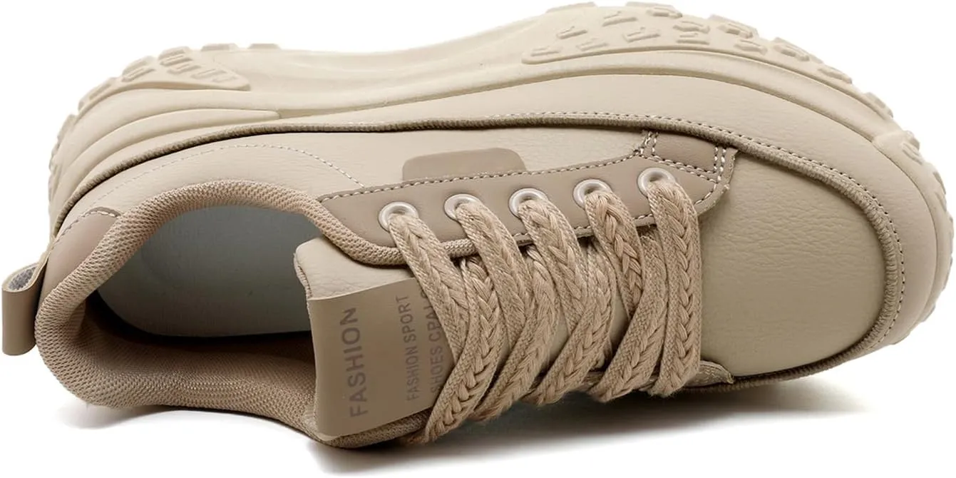 Women's Retro Platform Sneakers Lace-up Casual Walking Shoes Lightweight Athletic Shoes