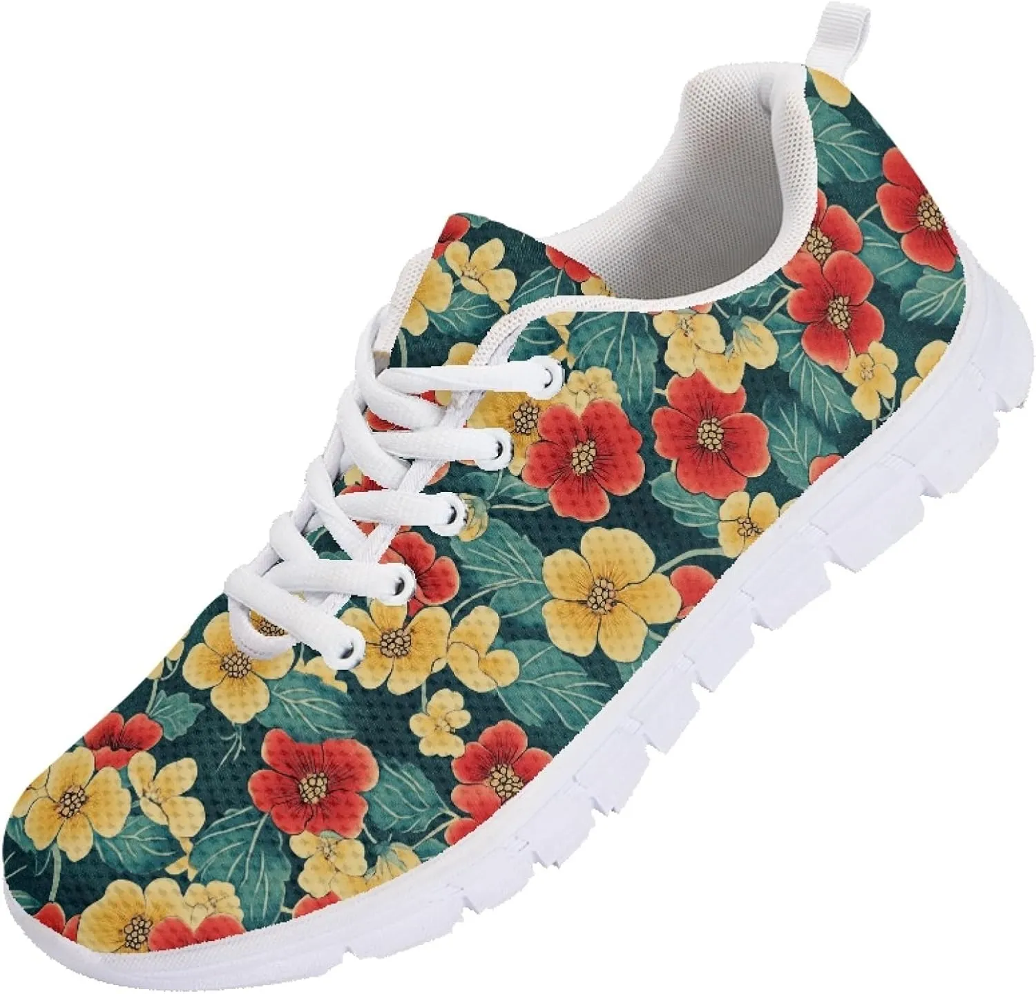 Womens Sports Trainer Shoes Girls Running Causal Travel Sneakers Outdoor Walking Low Heel Lace up Breathable Lightweight Shoe