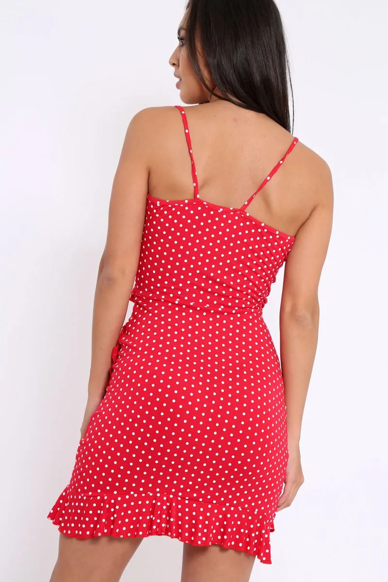 Wrap Red Polka Dot Frills Beth Dress Exclusive offer Customized options with -