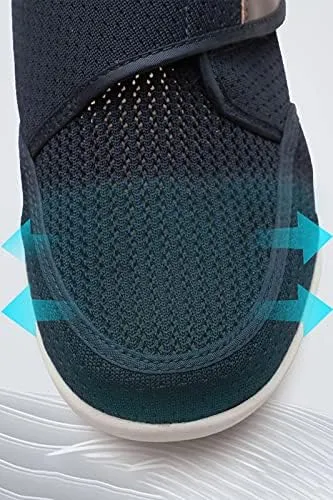 youyun Diabetic Shoes for Men Wide Width Elderly Men's Diabetic Shoes Adjustable Closure Breathable Lightweight Non Slip Air Cushion Sneakers for Swollen Feet Edema