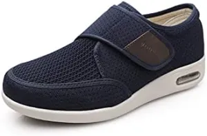 youyun Diabetic Shoes for Men Wide Width Elderly Men's Diabetic Shoes Adjustable Closure Breathable Lightweight Non Slip Air Cushion Sneakers for Swollen Feet Edema