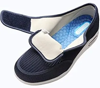 youyun Diabetic Shoes for Men Wide Width Elderly Men's Diabetic Shoes Adjustable Closure Breathable Lightweight Non Slip Air Cushion Sneakers for Swollen Feet Edema