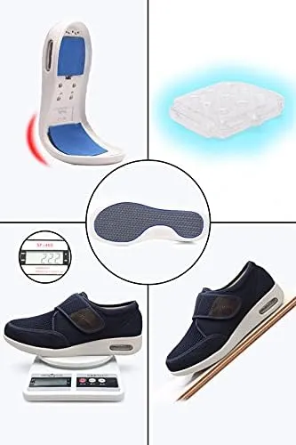 youyun Diabetic Shoes for Men Wide Width Elderly Men's Diabetic Shoes Adjustable Closure Breathable Lightweight Non Slip Air Cushion Sneakers for Swollen Feet Edema