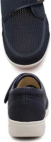 youyun Diabetic Shoes for Men Wide Width Elderly Men's Diabetic Shoes Adjustable Closure Breathable Lightweight Non Slip Air Cushion Sneakers for Swollen Feet Edema