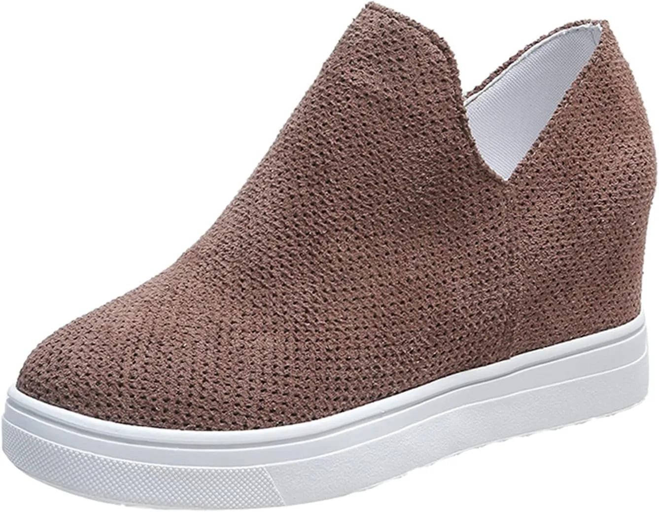 ZBYY Women's Wedge Canvas Sneakers Hidden Heel Platform Wedge Booties Breathable Wedgie Walking Slip on Flats Shoes